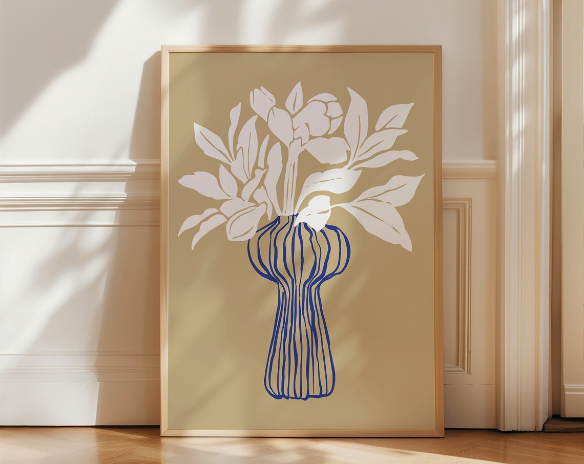Abstract Vase Botanical Floral Poster, Neutral Modern