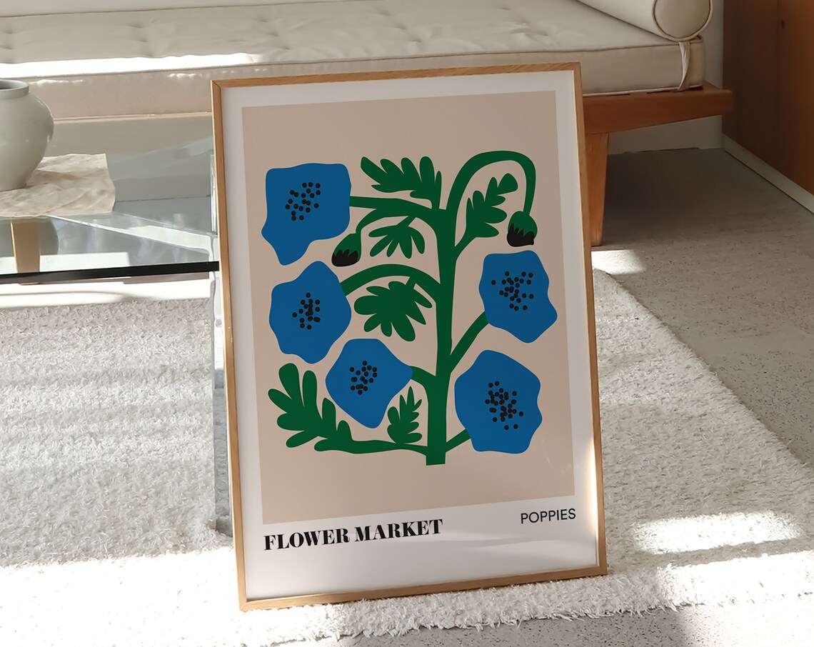Poppies Botanical Flower Market Art Print - Image 4