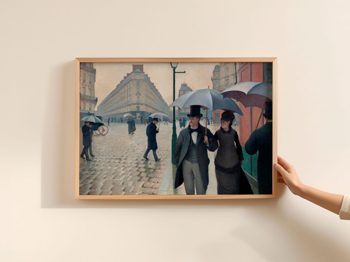 Classic Gustave Caillebotte Paris Street Rainy Day Umbrellas Poster