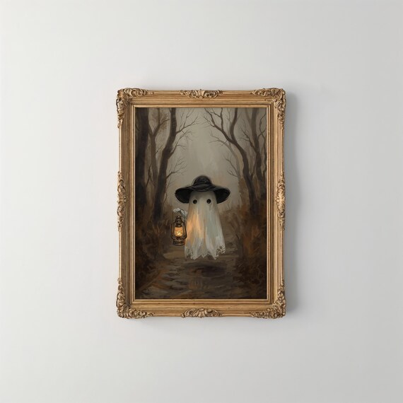 Lantern Halloween Art Print Spooky Forest Wall