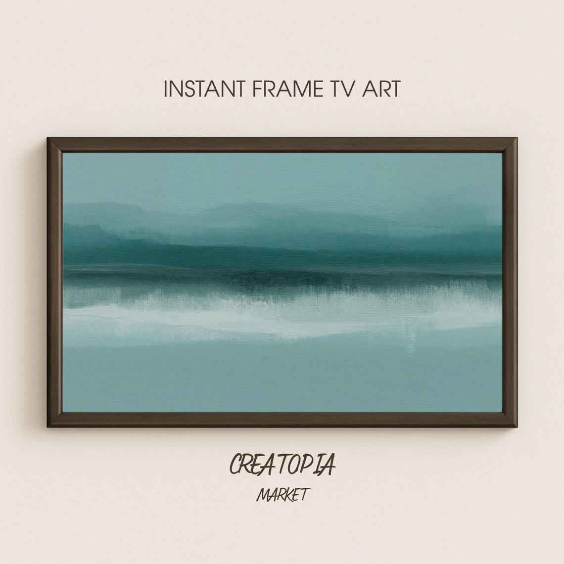 Sea Of Stillness Teal Abstract Ocean Horizon Serene Calm Art Print