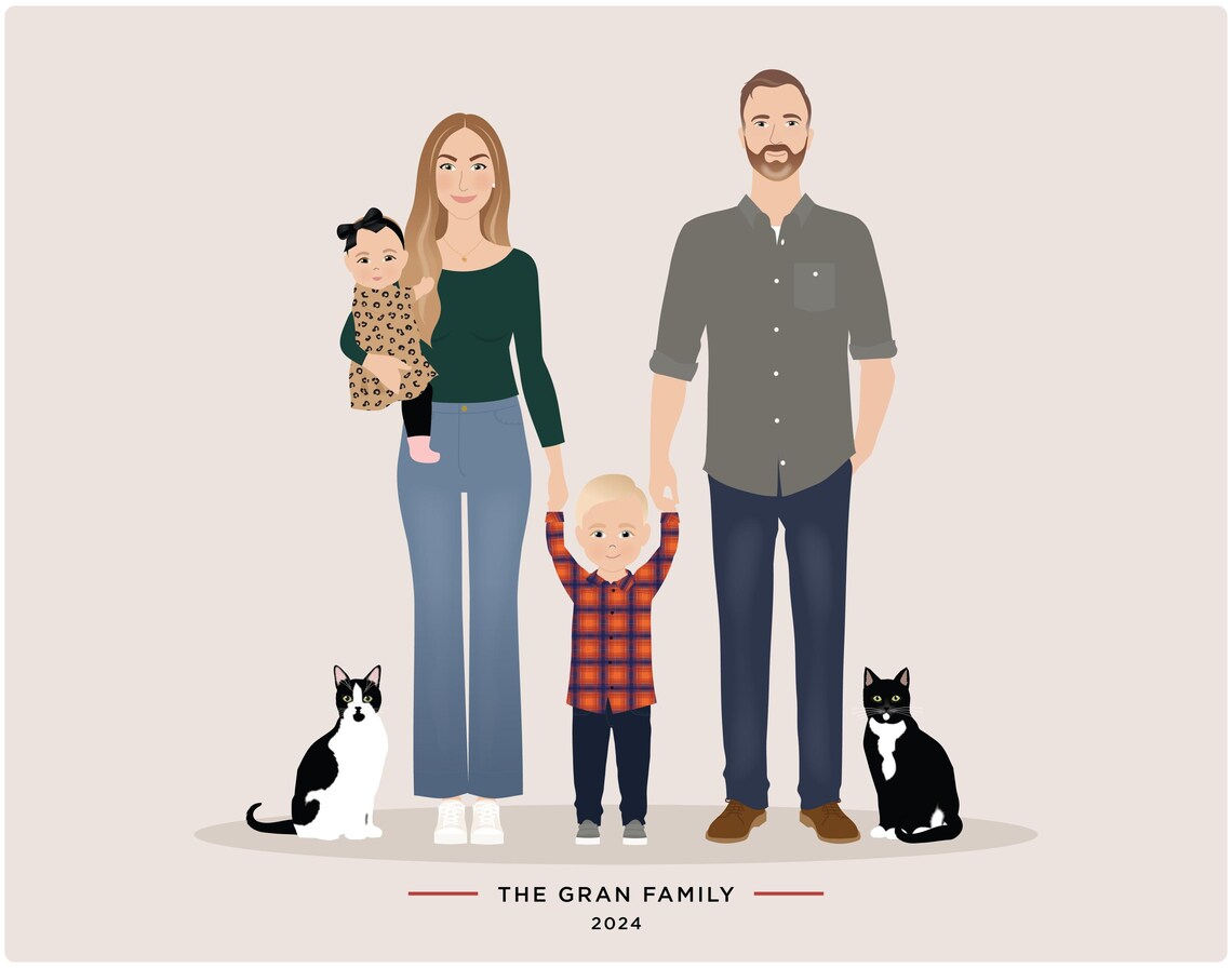 Custom Family Portrait - Personalized Art - Image 5