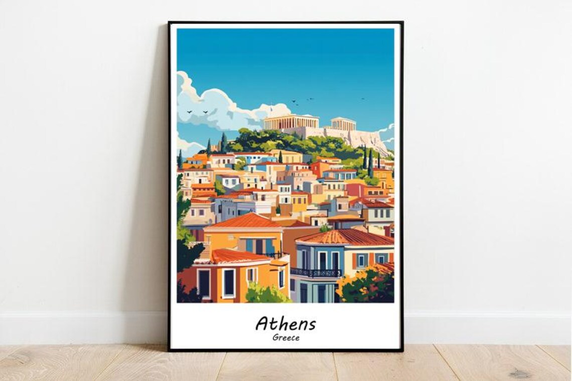 Athens Greece Acropolis Ancient Citadel City View Travel Poster - Image 4