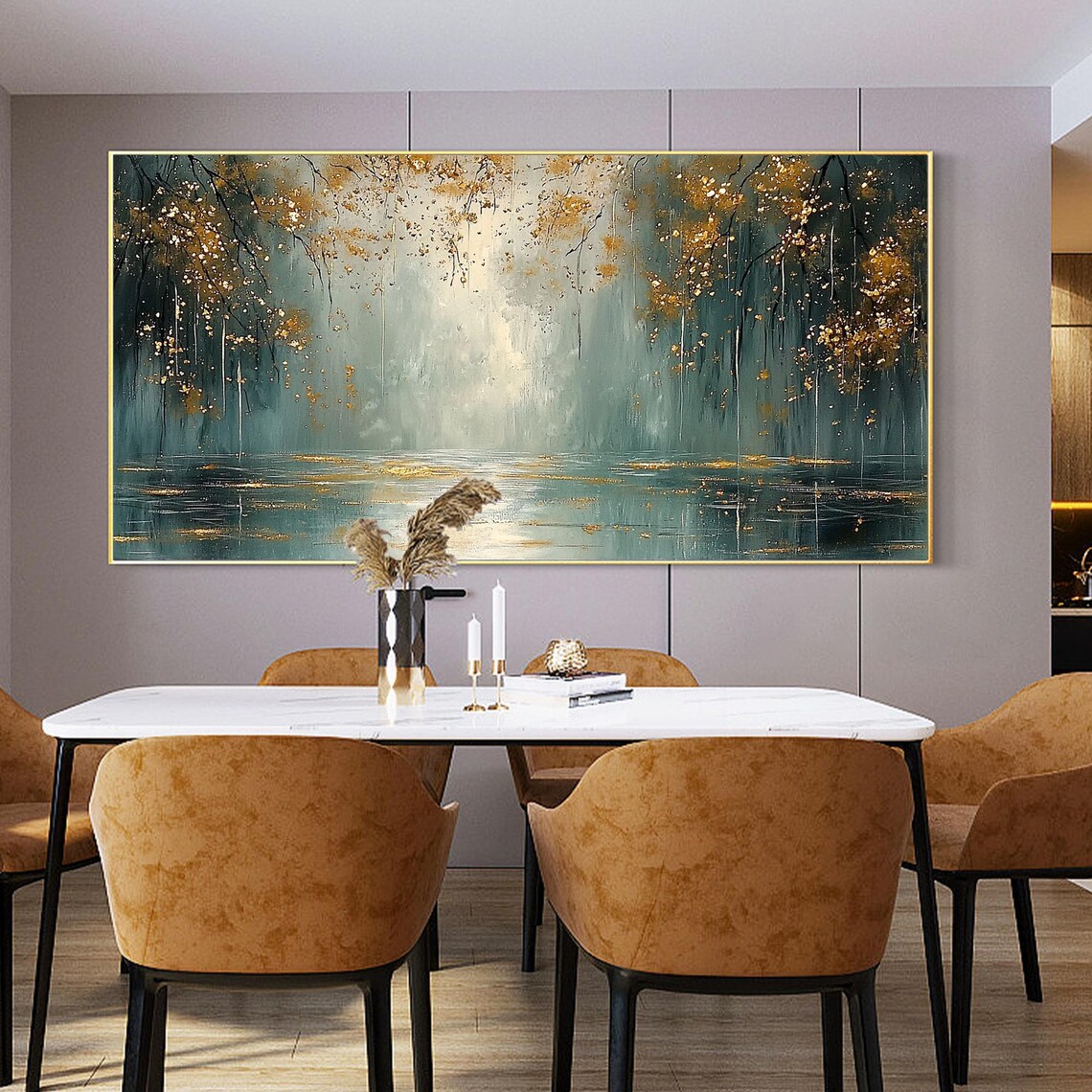 Minimalist Abstract Tree Landscape Oil Painting Art Print - Image 5