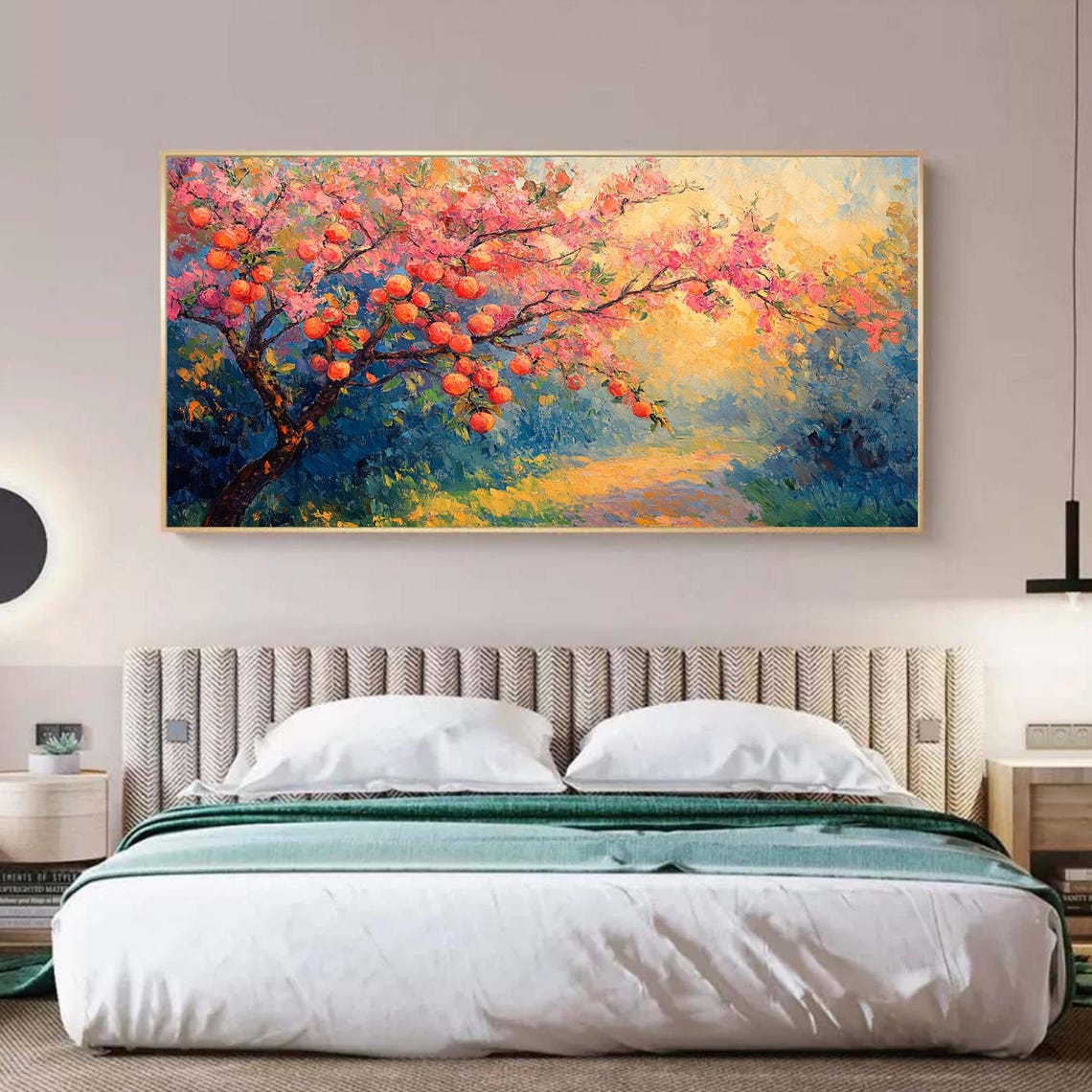 Blooming Fruit Tree With Orange Fruit And Pink Blossoms Poster - Image 2