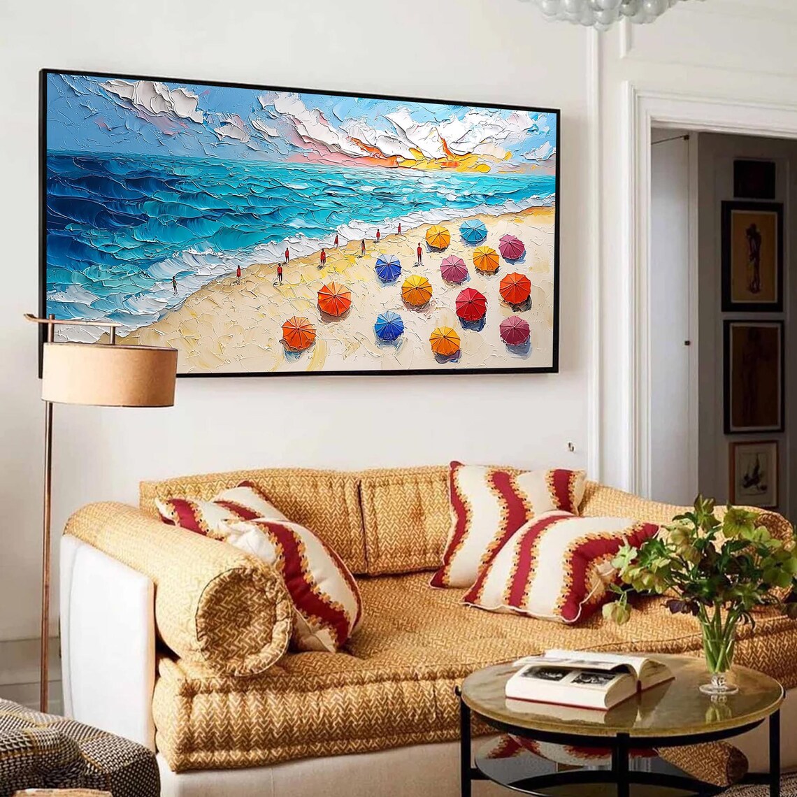 Abstract Beach Oil Painting, Summer Seaside Art Print - Image 4