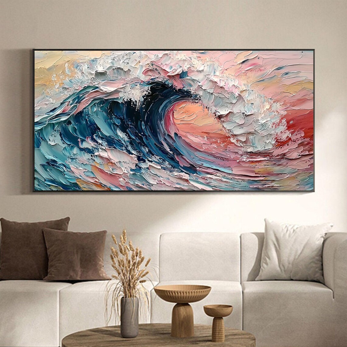 Abstract Ocean Wave, Colorful Oil Painting Art Print - Image 5