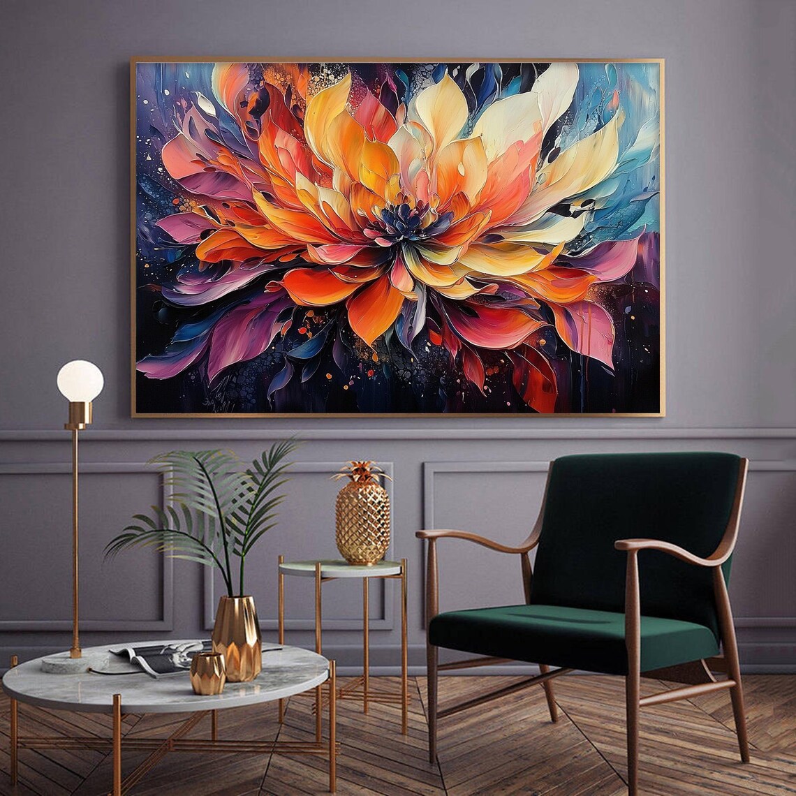 Abstract Flower Oil Painting, Bohemian Botanical Art Print - Image 4
