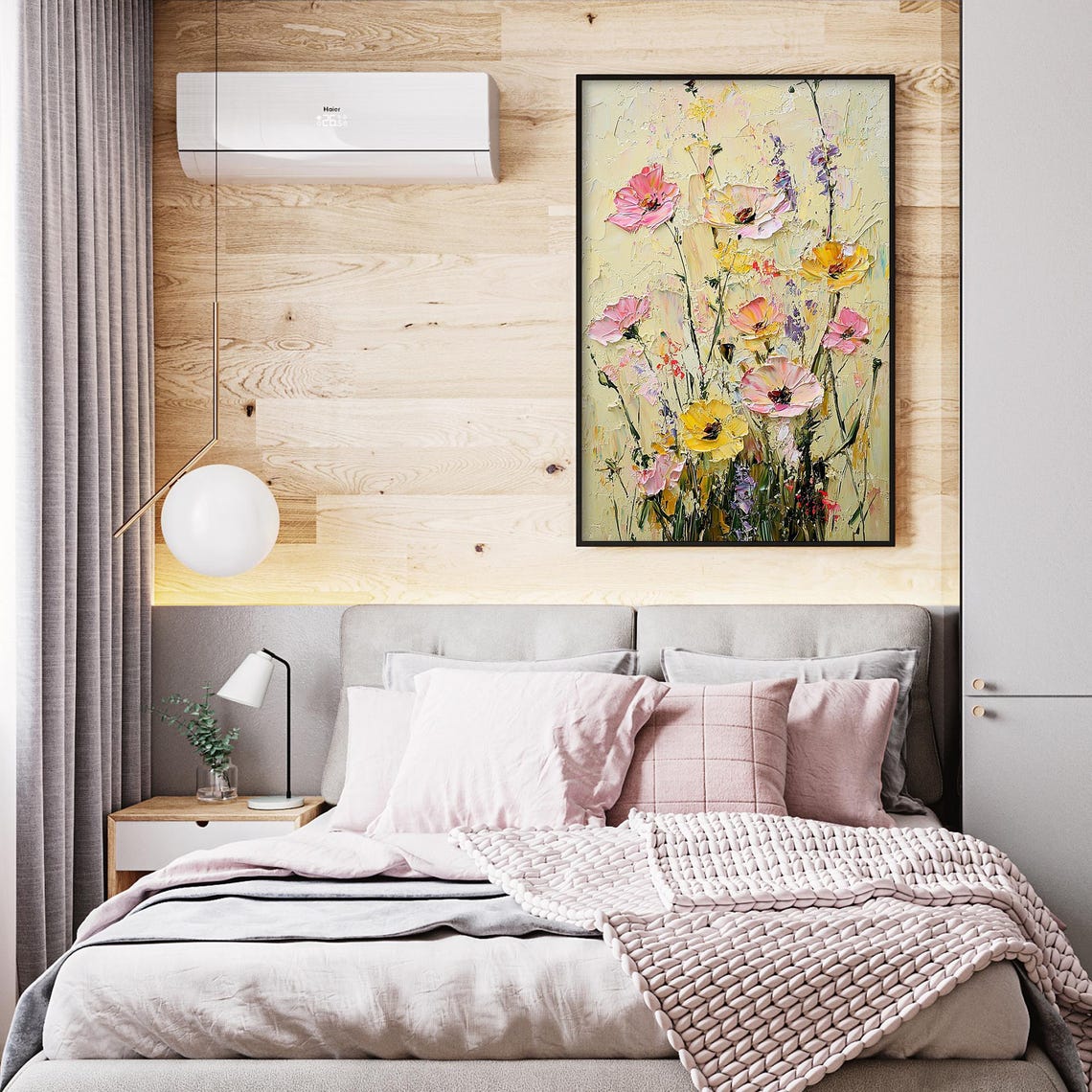 Pink Yellow Wildflowers Dancing with Lavender Sprigs Wall Art - Image 5