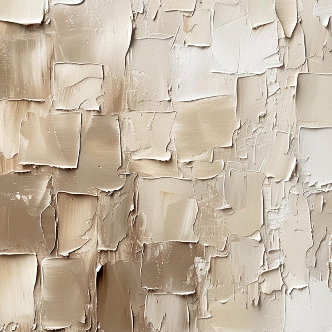 Beige Cream Abstract Color Block Textured Palette Knife Poster - Image 2