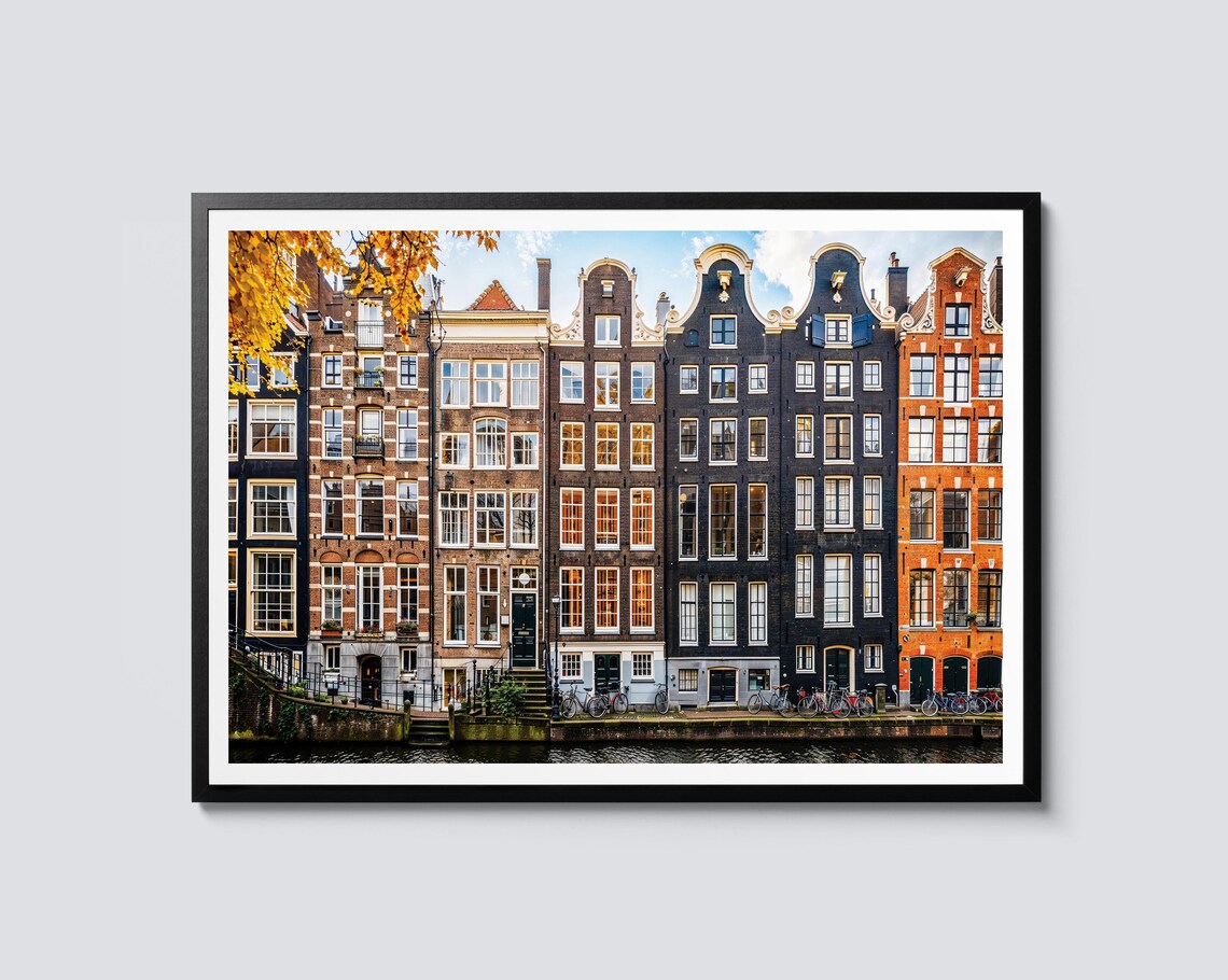 Amsterdam Landscape Travel Poster, Canal Architecture