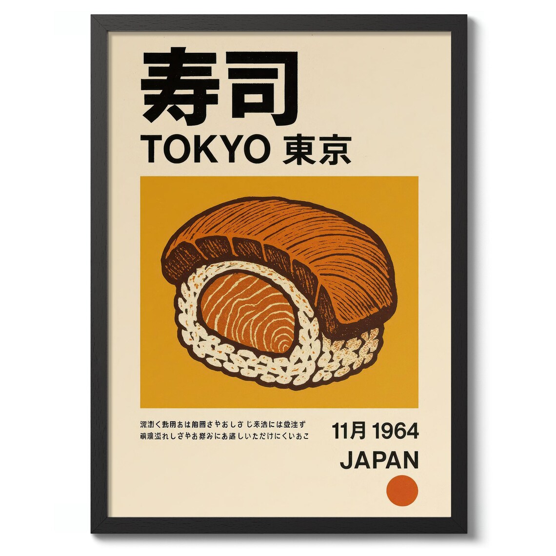 Tokyo 1964 Japan Vintage Salmon Nigiri Sushi Retro Food Print