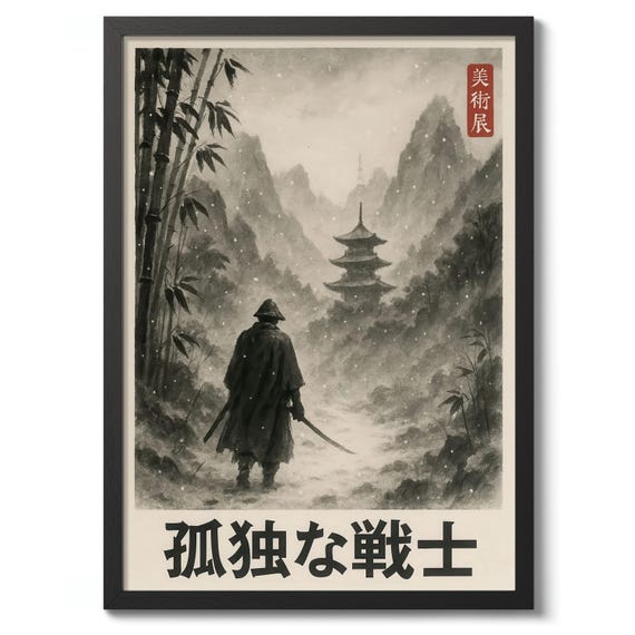 Lone Samurai Print Japanese Anime Poster Wall Art Decor Illustration Gift