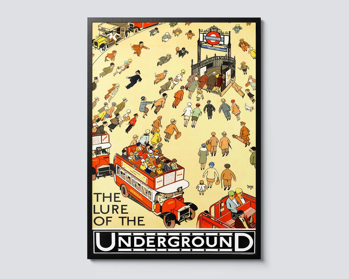 The Lure Of The Underground Vintage London Transport Travel Poster