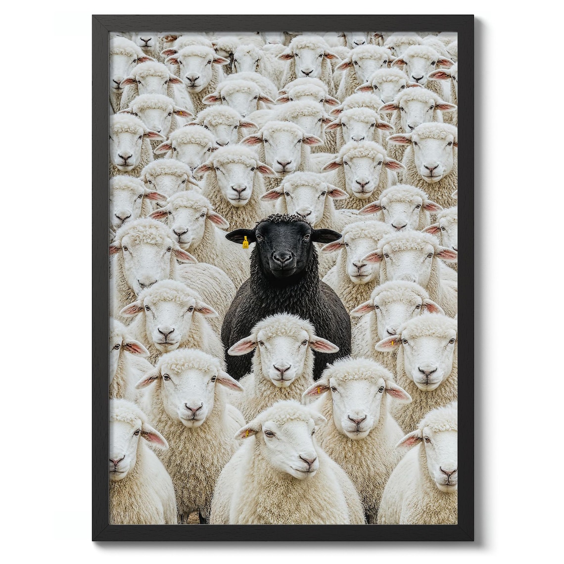 Black Sheep Standing Out White Flock Photography Motivational Poster
