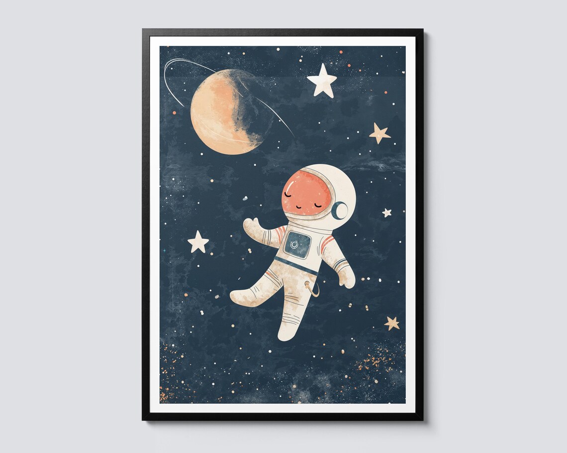 Astronaut Nursery Portrait, Cute Space-Themed Poster