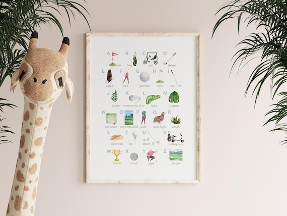 Golf Alphabet Nursery Print, Kids Room Wall Art