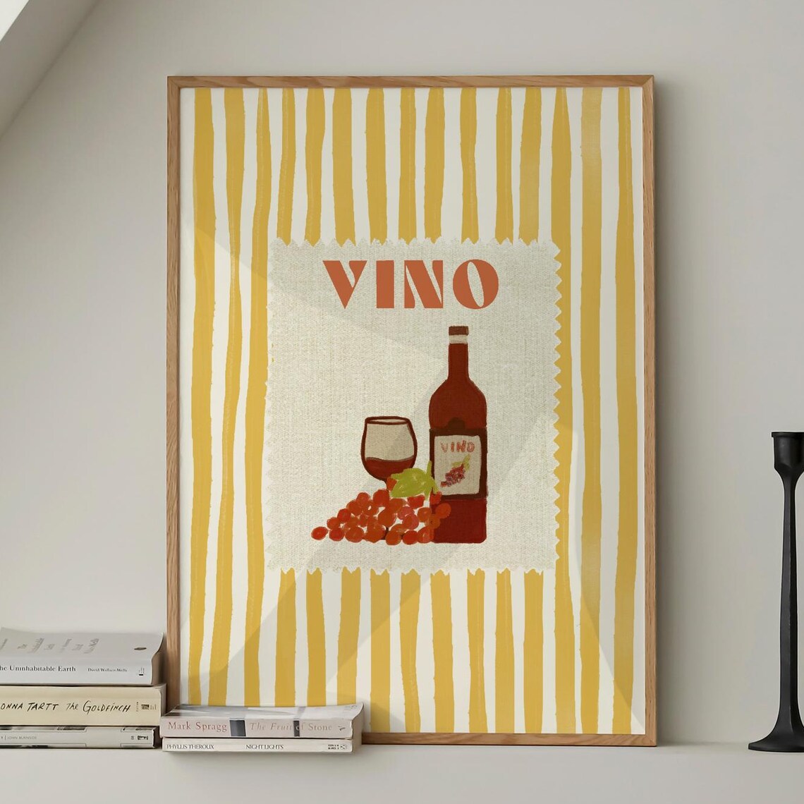 Cin Wine Retro Poster, Bar Cart Wall Art