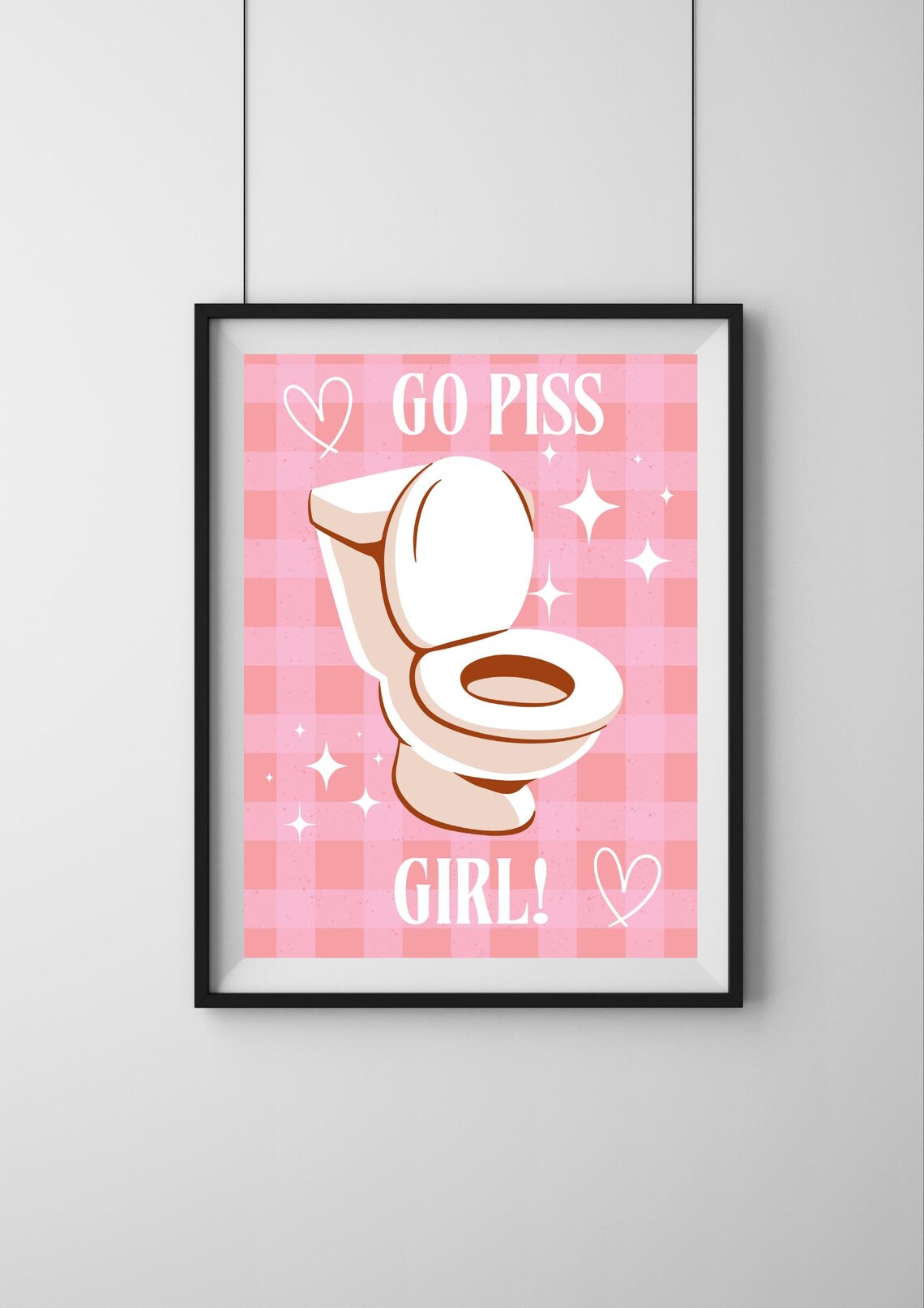 Go Piss Girl Retro Bathroom Prints Wall Decor Funny Home Funky Art