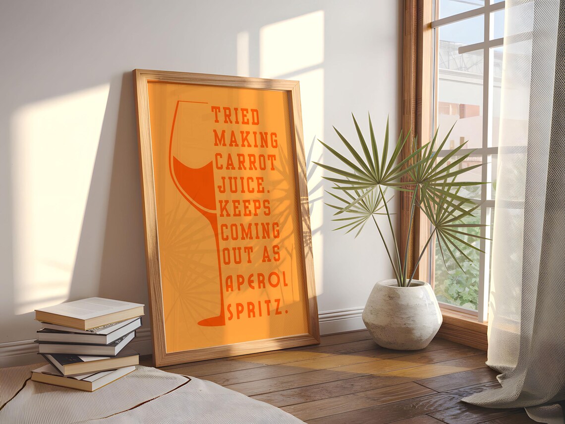 Aperol Spritz Art Print, Italian Cocktail Home Bar - Image 3