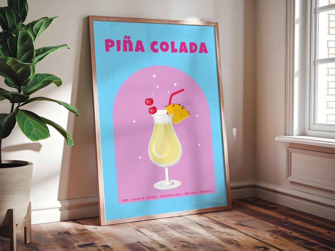 Retro Pina Colada Cocktail Poster - Image 3