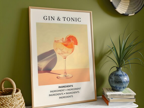 Retro Gin Tonic - Drink Ingredients Art