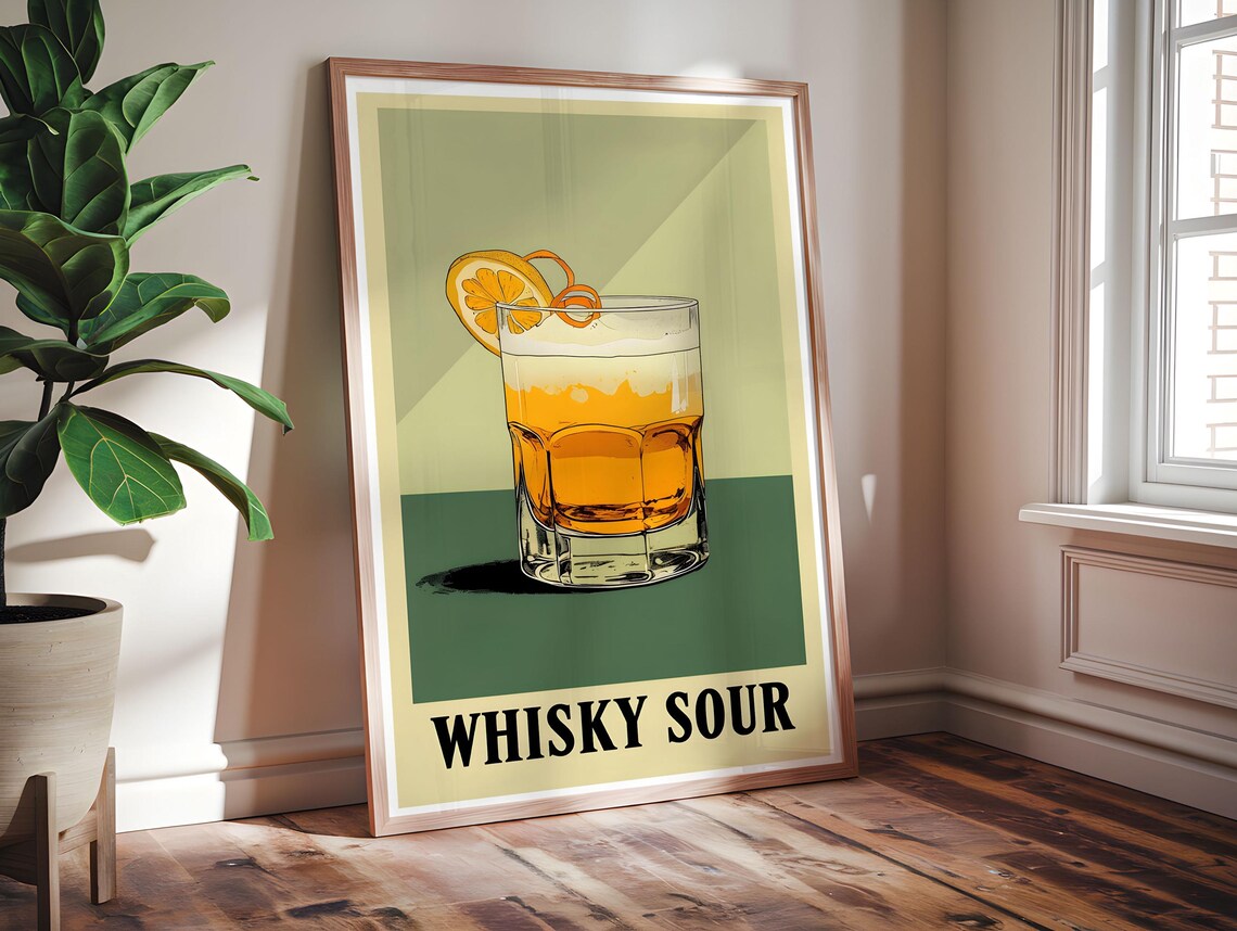 Whisky Sour Retro Style, Vintage Cocktail Decor