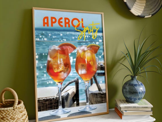 Aperol Spritz, Italian Drink Art for Bar Decor
