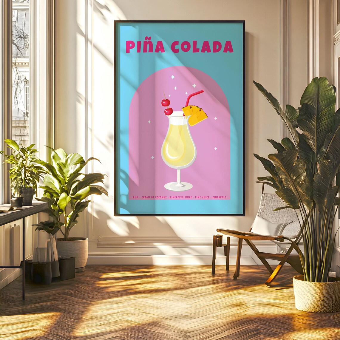 Retro Pina Colada Cocktail Poster - Image 2