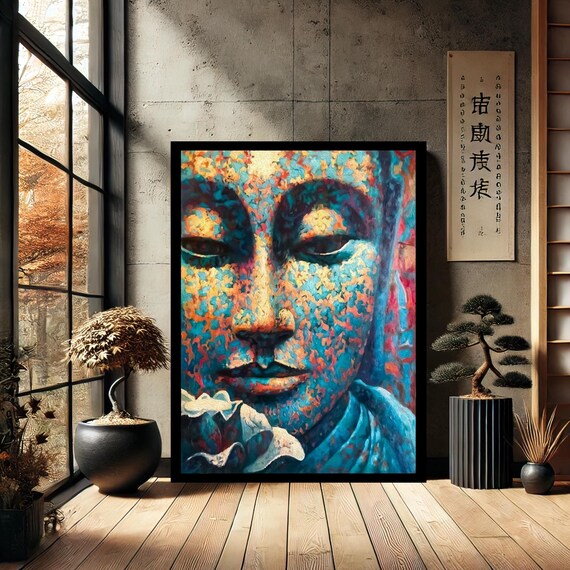 Colorful Buddha Buddhism Canvas Print Painting Wall Art Modern Abstract Home Decor