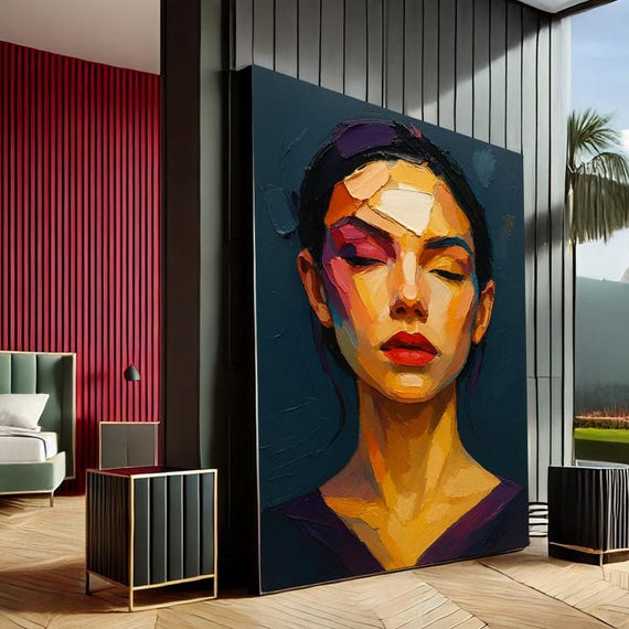 Empowering Woman Modern Abstract Canvas Wall Art Print Bold Multicolor Living Room Decor Statement Piece