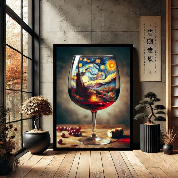 Wine Glass Kitchen Decor Canvas Wall Art Modern Print Painting Abstract For Home