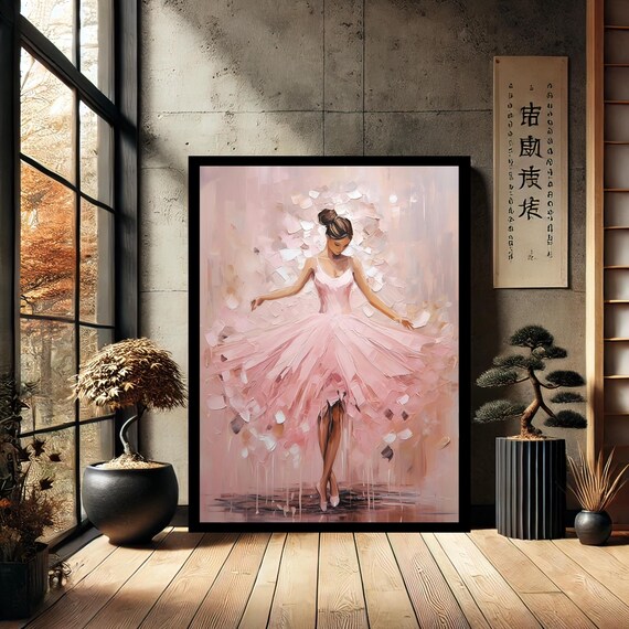 Pink Ballerina Tutu Dancer Impasto Texture Modern Ballet Art Poster