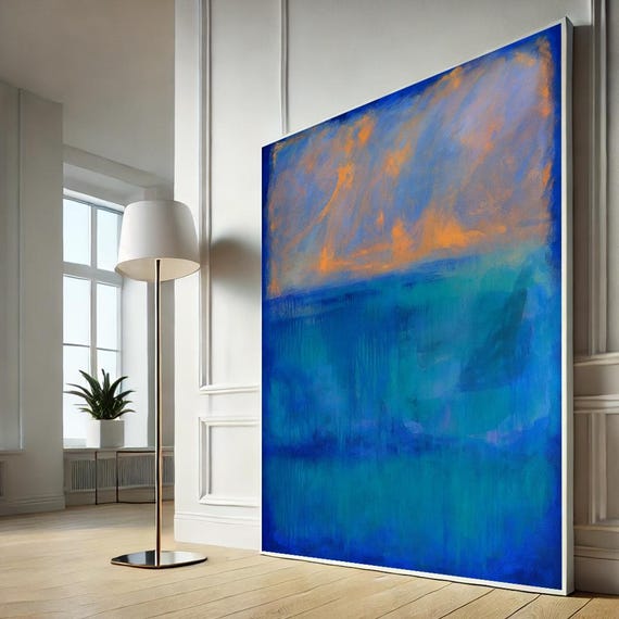 Mark Rothko Blue Orange Canvas Wall Art Print Abstract Expressionist Painting Modern Minimalist Home Decor