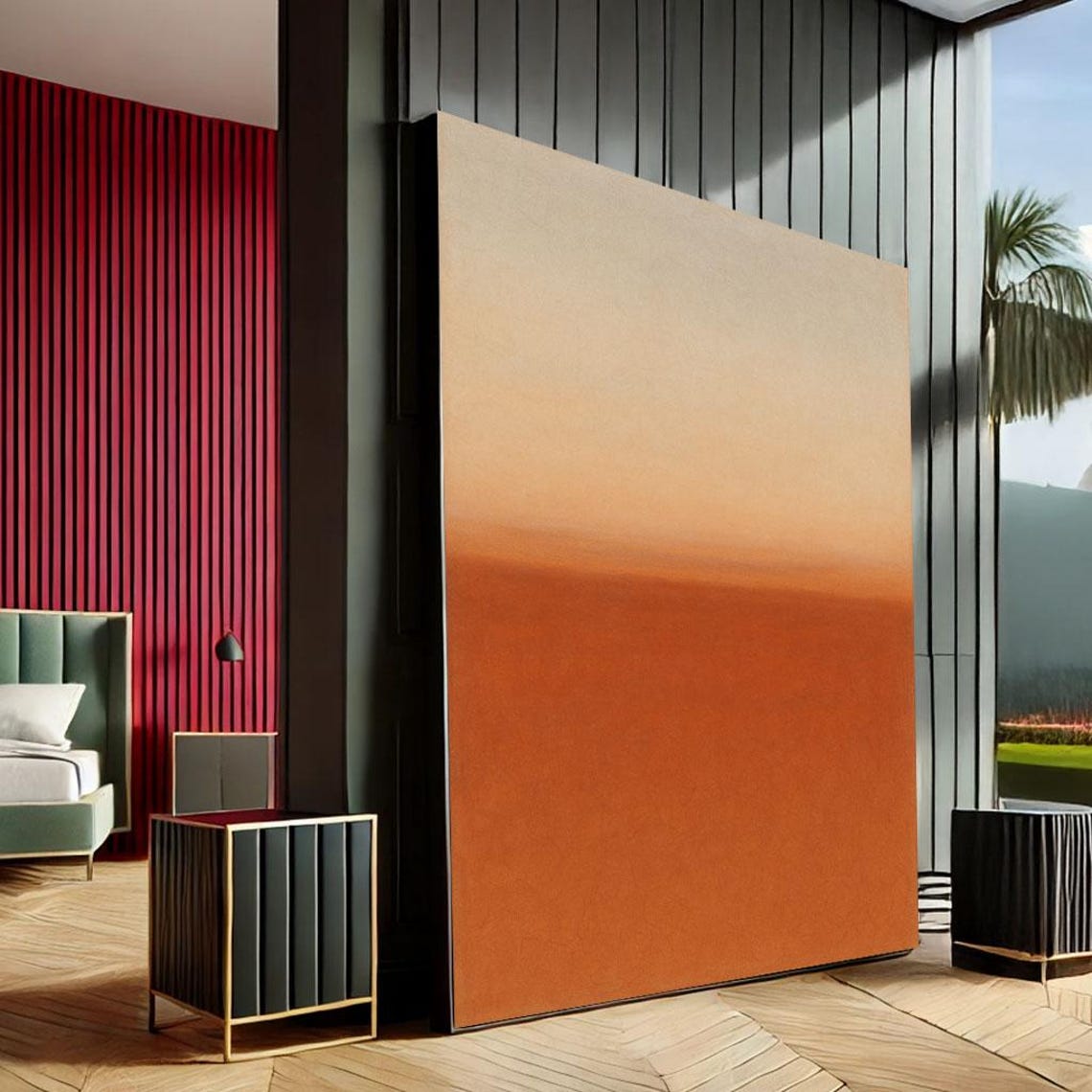 Cream Burnt Orange Gradient Minimalist Color Field Abstract Poster
