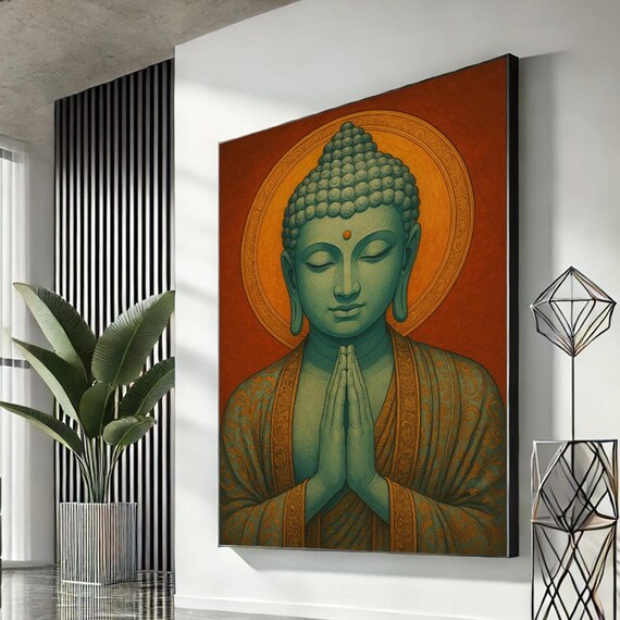 Serene Buddha Canvas Wall Art Elegant Spiritual Living Room Decor Ready To Hang Asian Gift For Meditation Space