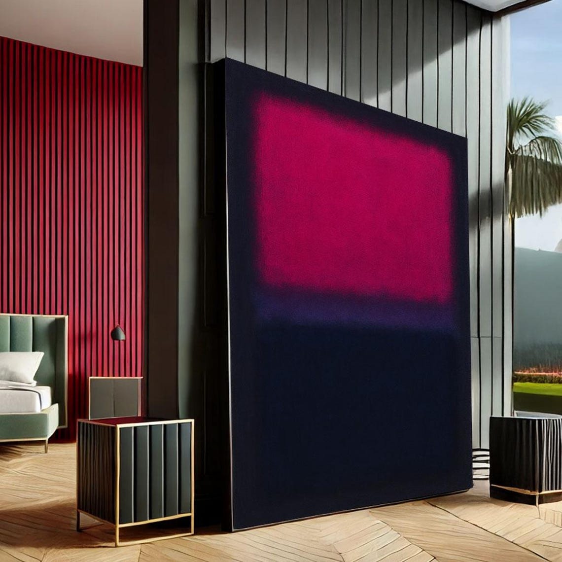 Mark Rothko Inspired Crimson Black Color Field Modern Abstract Poster
