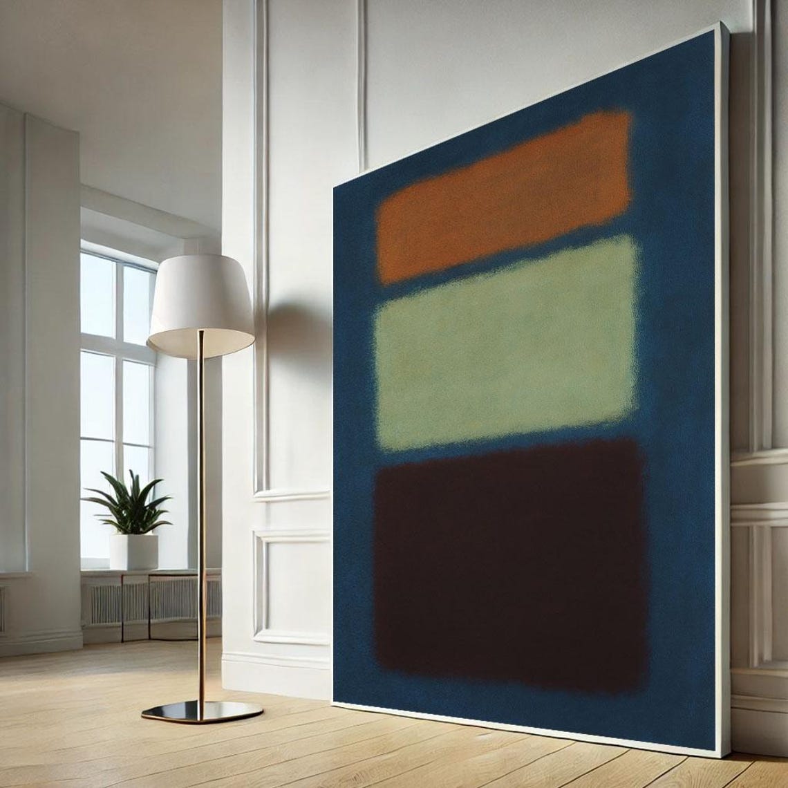 Mark Rothko Inspired Blue Orange Green Color Block Abstract Wall Art