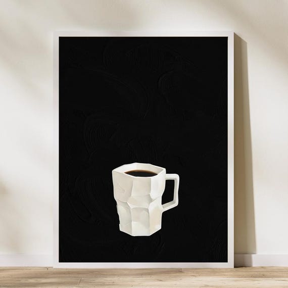 Modern Coffee Bar Print, Minimalist Wabi Sabi