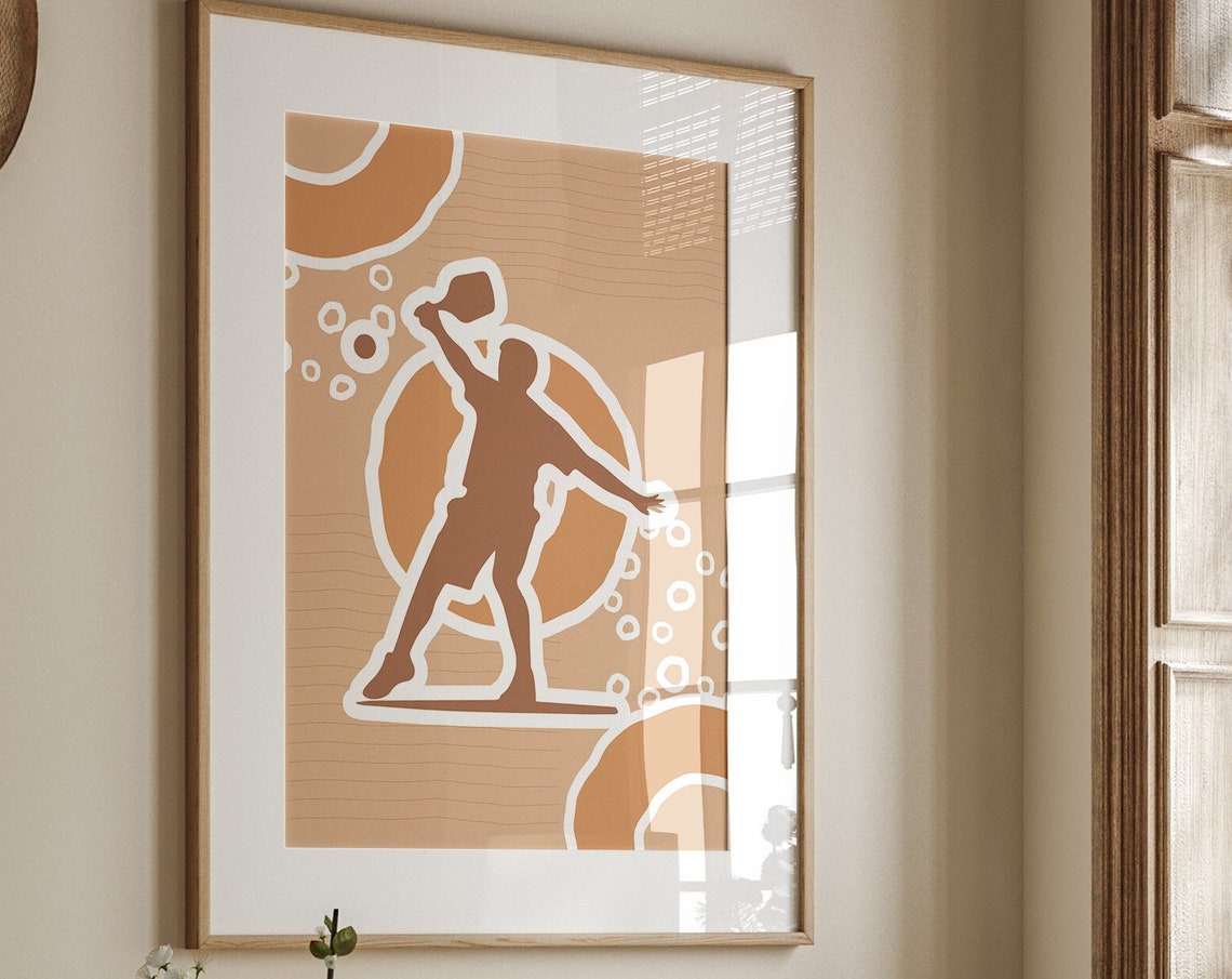Retro Pickleball Player Serve Silhouette Vintage Sports Wall Poster