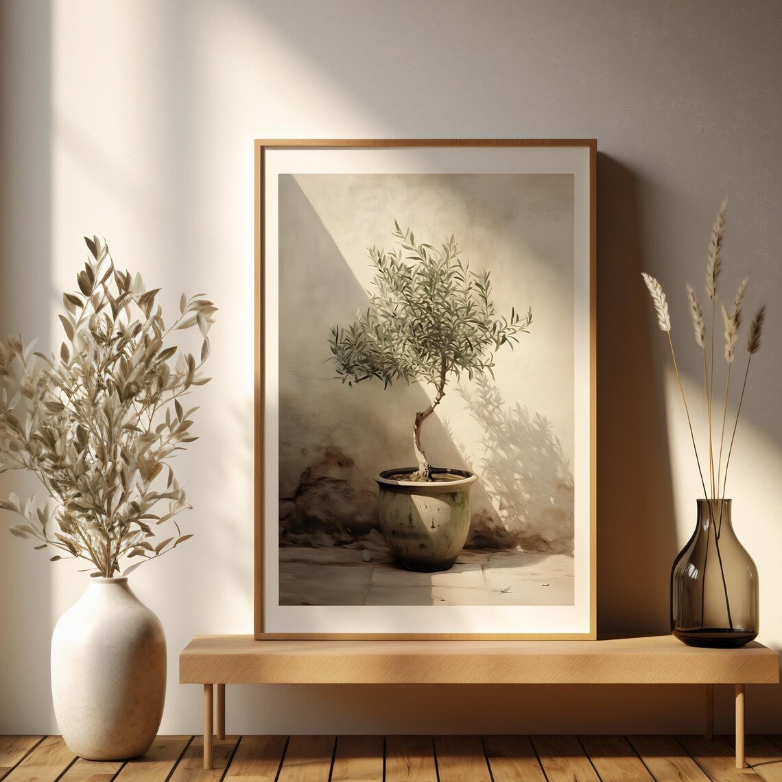 Potted Olive Tree Sunlit Mediterranean Whitewashed Fine Art Poster - Image 2