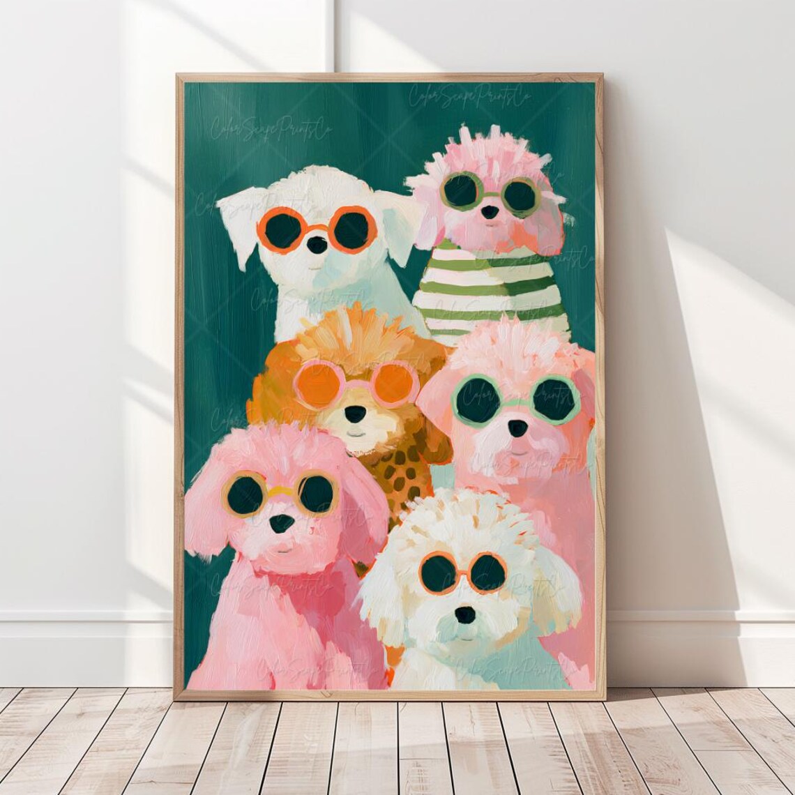 Funny Dog Pastel Painting Retro Cool Pet Portrait