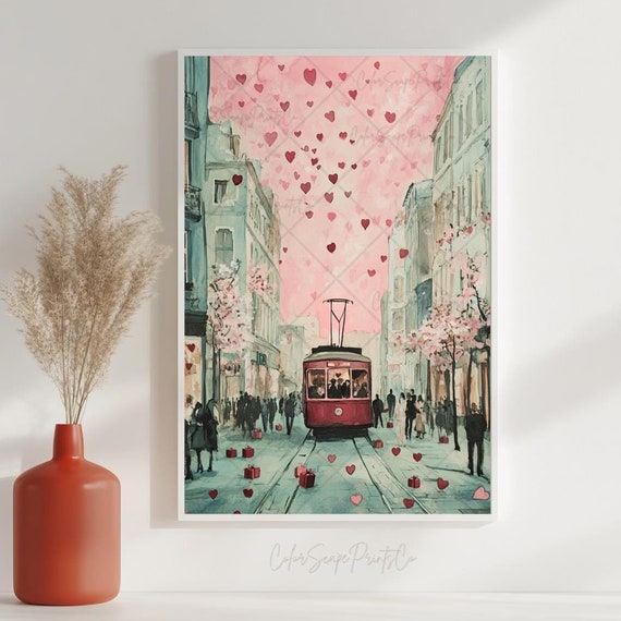 Valentines Day Poster Retro Valentine Decor Cute Valentines Cute Galentine Decor Valentines Wall Art Romantic Print Trendy Poster