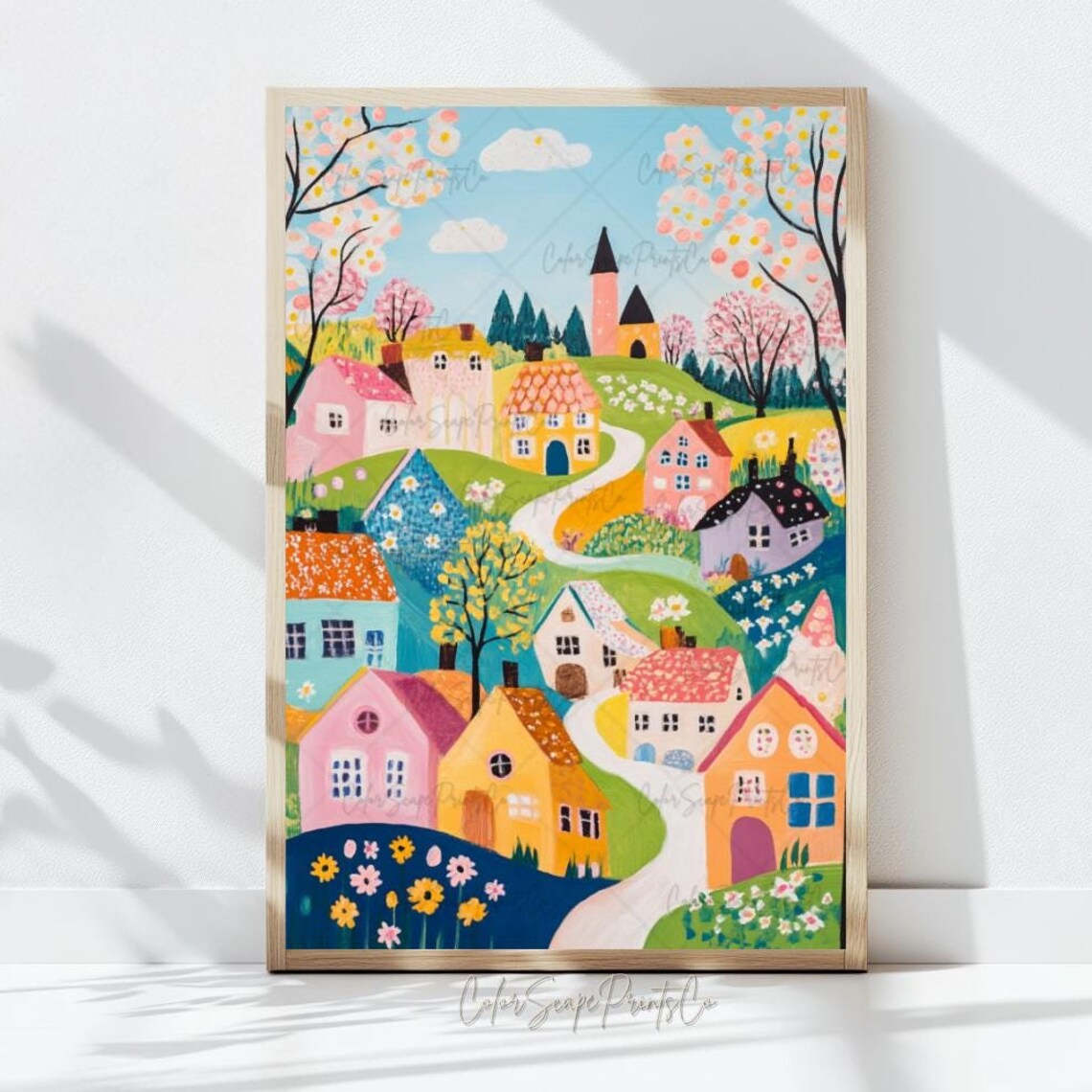 Spring Village Easter Countryside Art Print