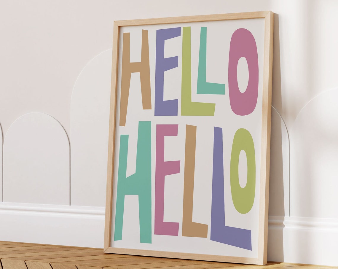 Hello Hello Fun Colorful Chunky Letters Happy Typography Poster - Image 3