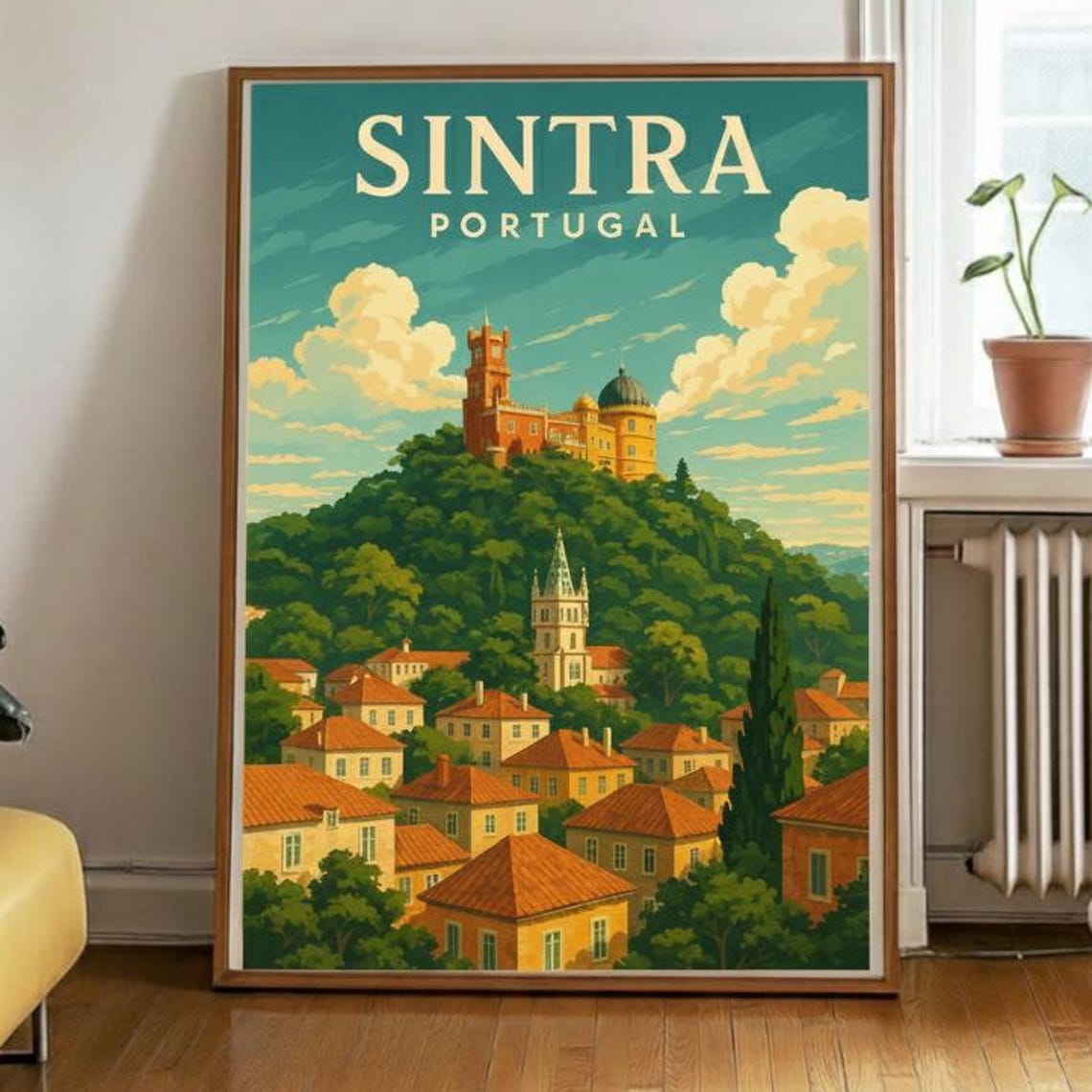 Vintage Sintra Portugal Wall Art Print Retro Cityscape Travel Poster