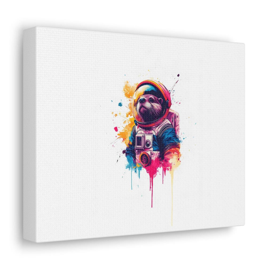 Cute Otter Astronaut Watercolor Paint Splash Galaxy Cosmic Poster - Image 2