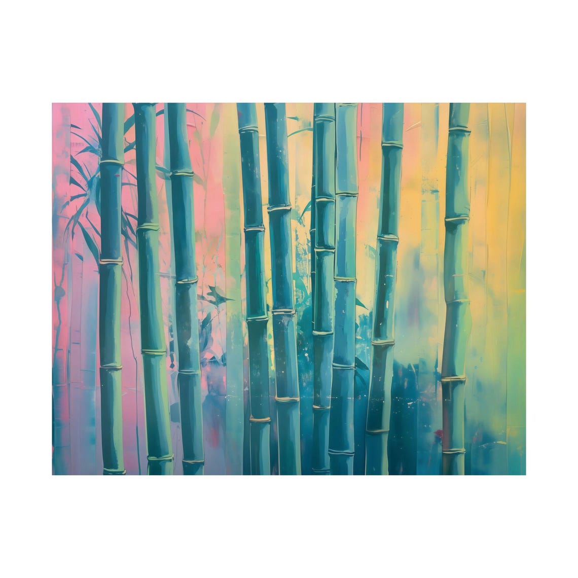 Colorful Abstract Bamboo Stalks Pink Teal Gold Gradient Poster - Image 3