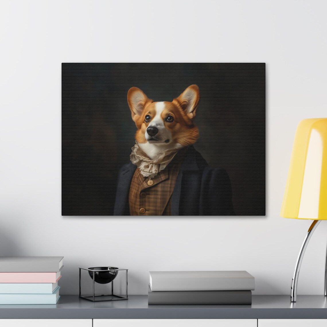 Regal Corgi Dog in Victorian Gentleman Attire Portrait Poster - Image 2