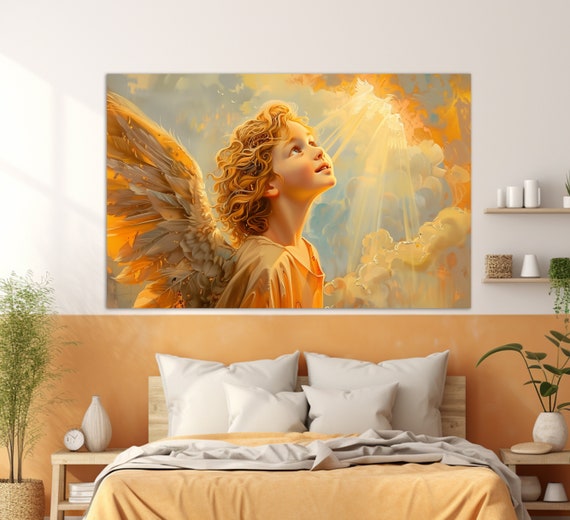 Beautiful Angel Painting Angel Wall Art Angel Poster Framed And Ready To Hang Religious Wall Art Angel Painting
